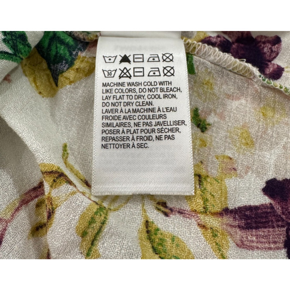 Womens Lucky Brand Floral Flowy Top Size S Small Tie Front Viscose 3/4 Sleeve - Picture 9 of 9